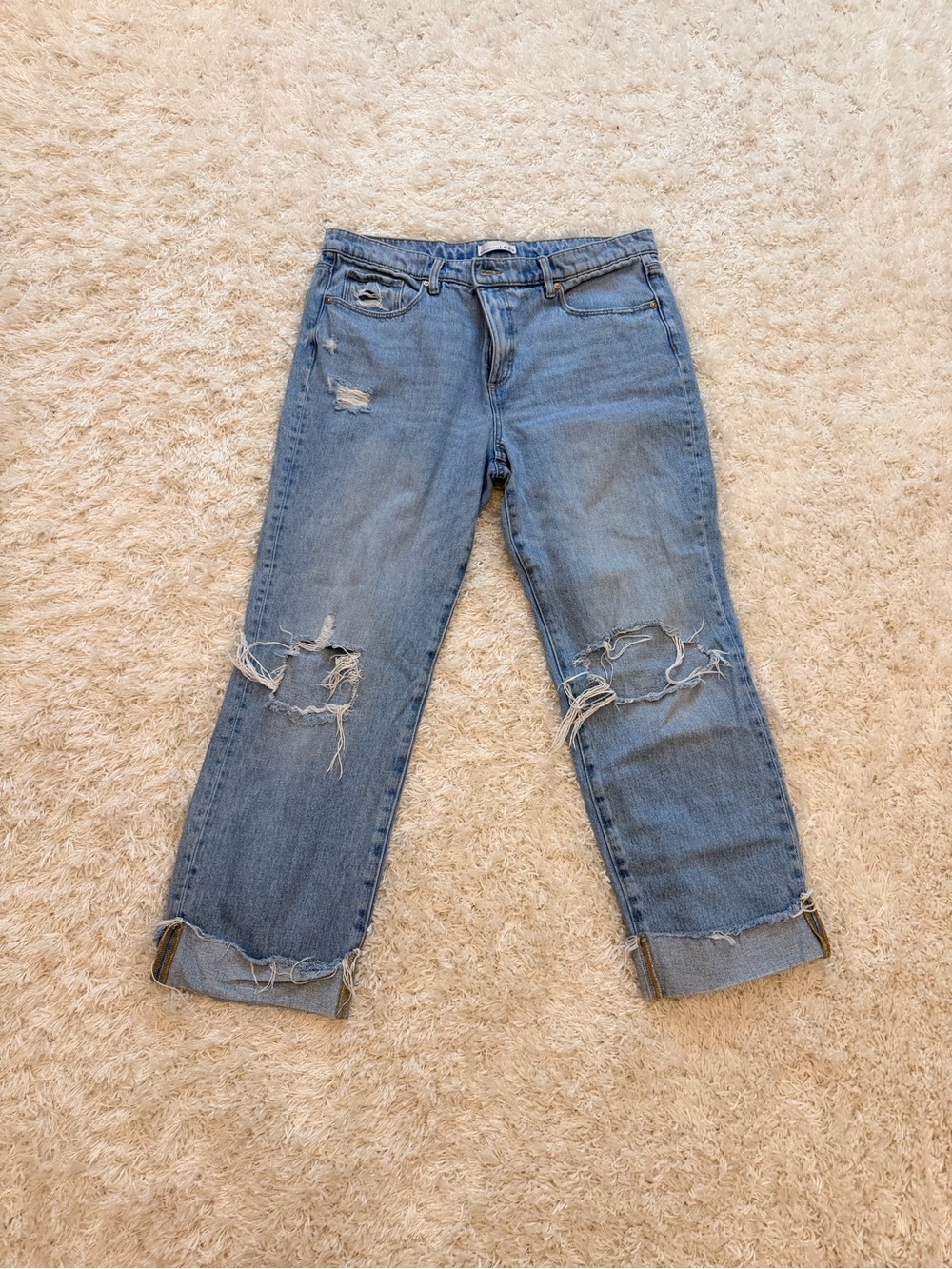 LOFT Distressed Light Blue Boyfriend Jeans
